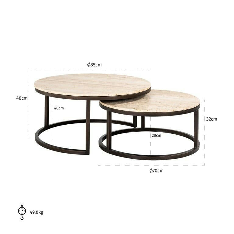 Avalon coffee table set of 2 (Bronze).