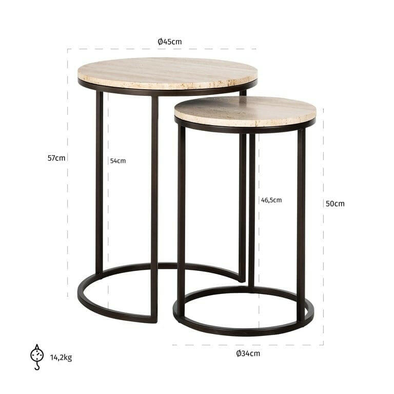 Avalon side table set of 2 (Bronze).