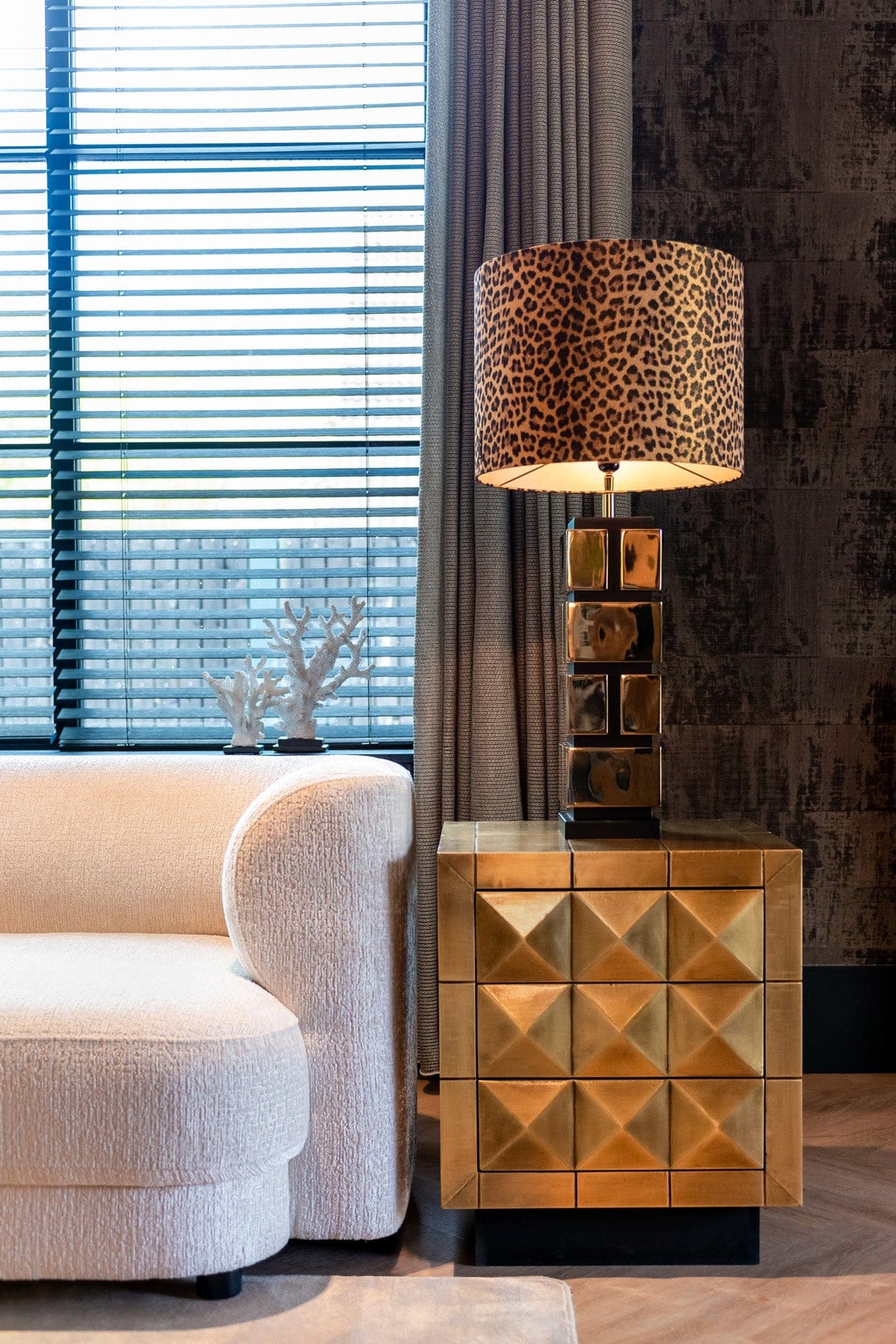 Richmond Interiors Living Cabinet Collada 3-drawers (Brushed Gold) House of Isabella UK