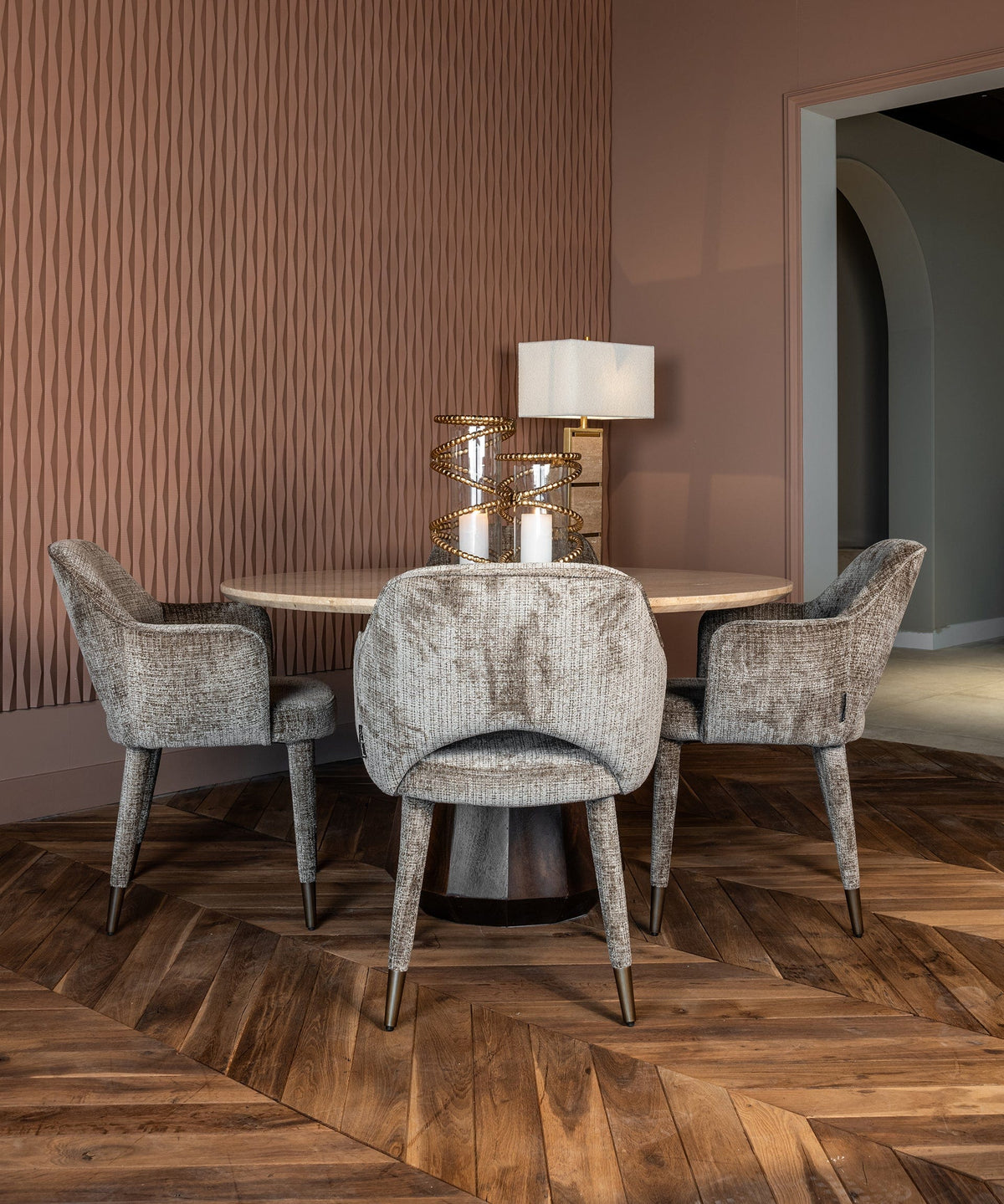 Richmond Interiors Living Chair Donnatella stone chenille fire retardant (Niagara 104 Stone Chenille) House of Isabella UK