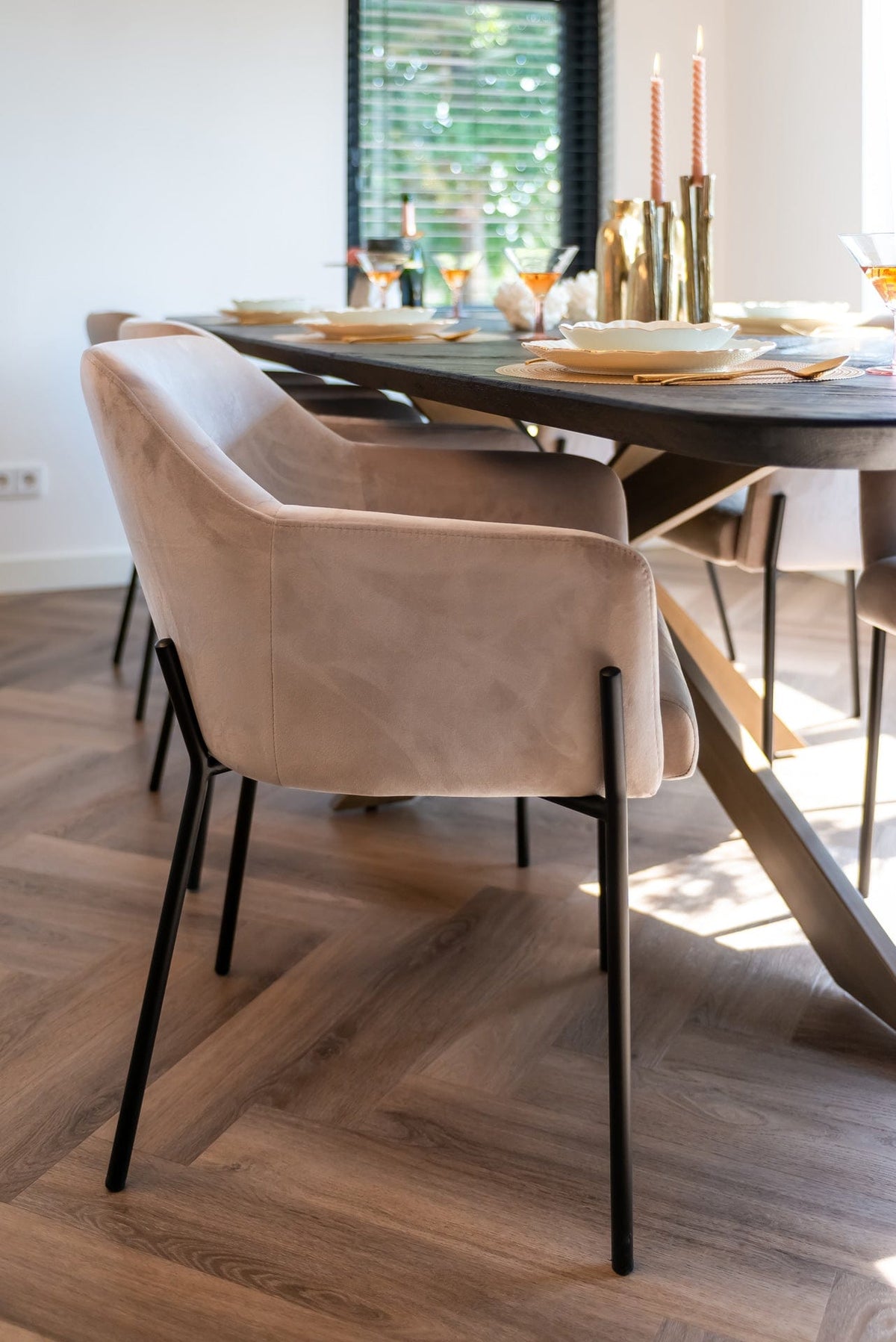 Richmond Interiors Living Chair Fay khaki velvet fire retardant House of Isabella UK