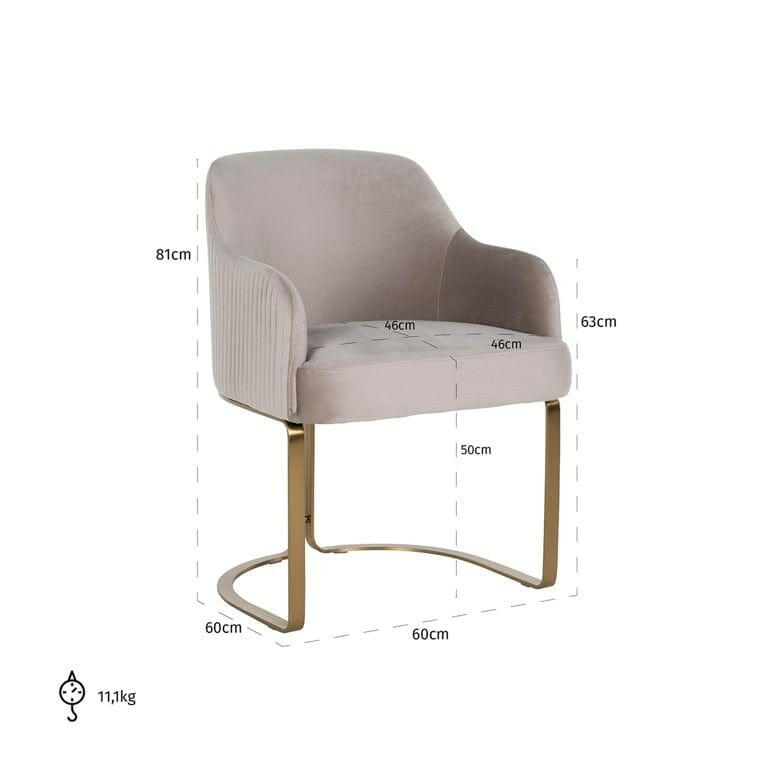 Chair Hadley khaki velvet fire retardant (FR-Quartz 903 Khaki).