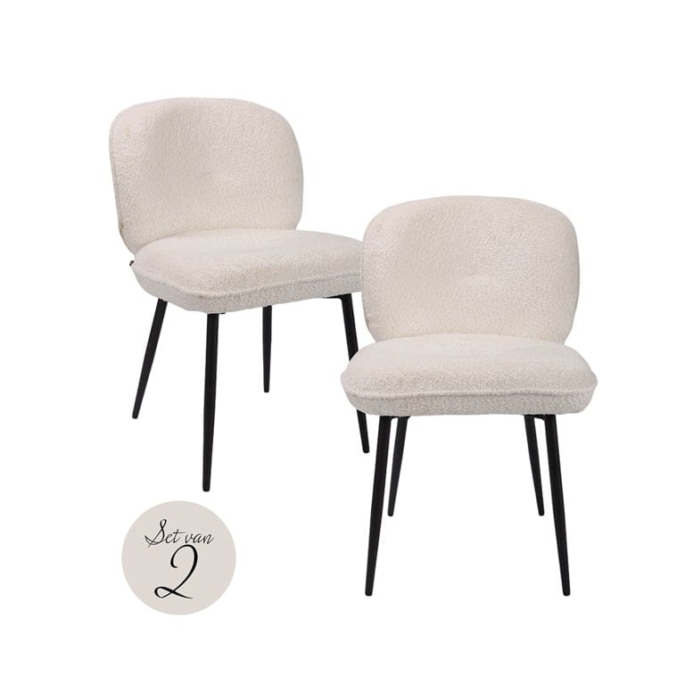 Richmond Interiors Living Chair Kiki white sheep (set of 2) (Sheep 02 white) House of Isabella UK