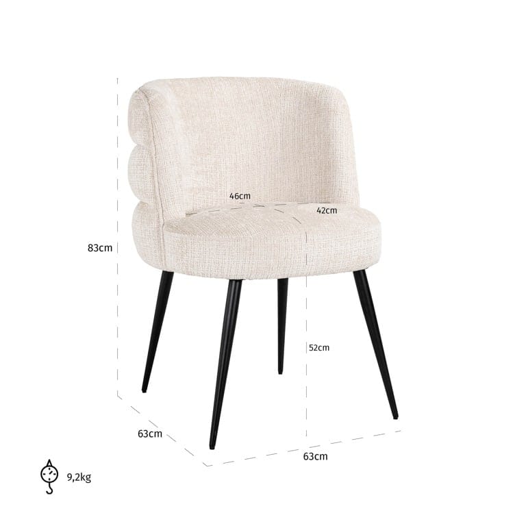 Chair Stella beige chenille fire retardant (Niagara 902 beige).
