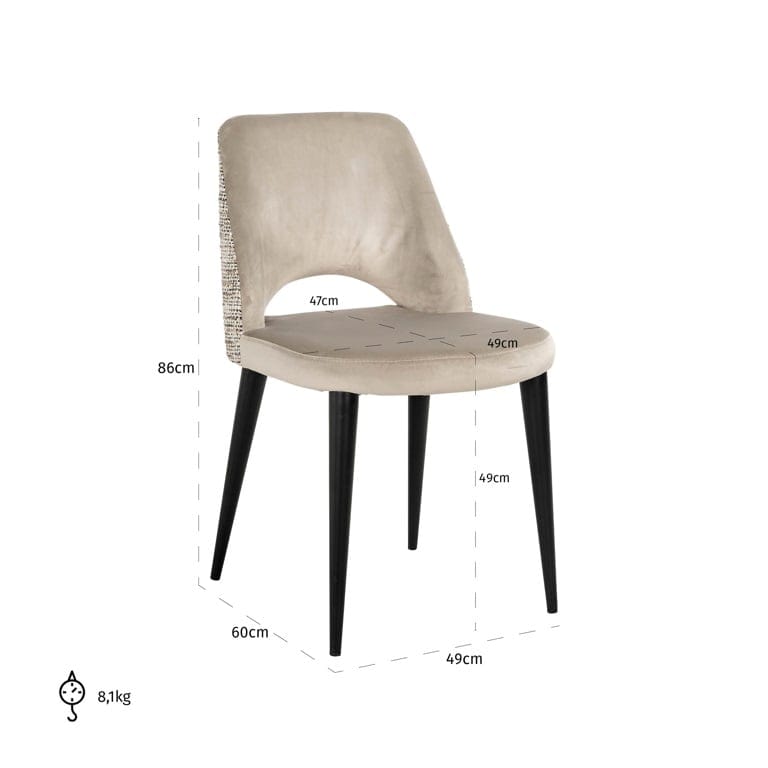 Chair Tabitha trendy nature / quartz khaki fire retardant (Be Trendy 01 Nature).