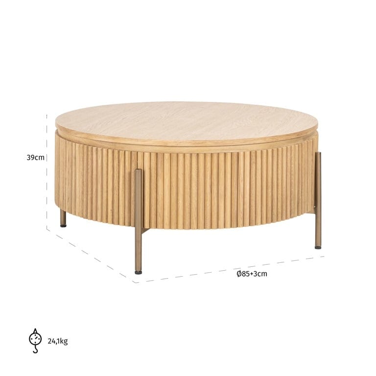 Richmond Interiors Living Coffee table Belfort 85Ø (Natural oak) House of Isabella UK