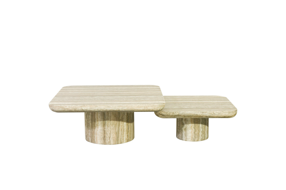 Richmond Interiors Living Coffee table Denizly grey faux travertine  (Set of 2) House of Isabella UK