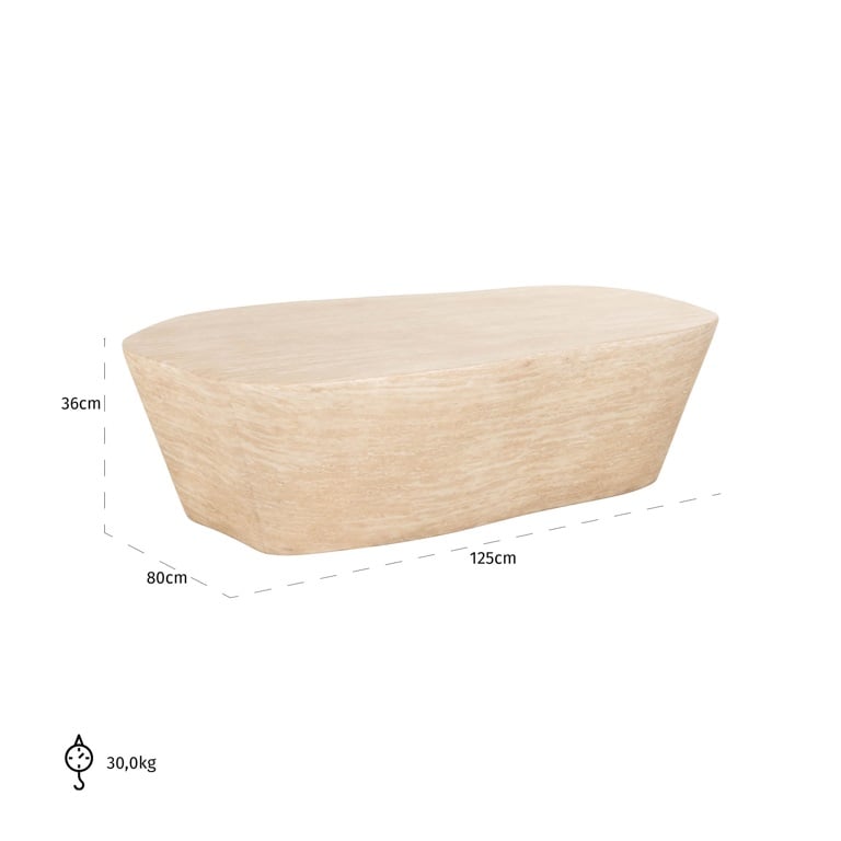 Coffee table Fictus 125 faux travertine (Beige).