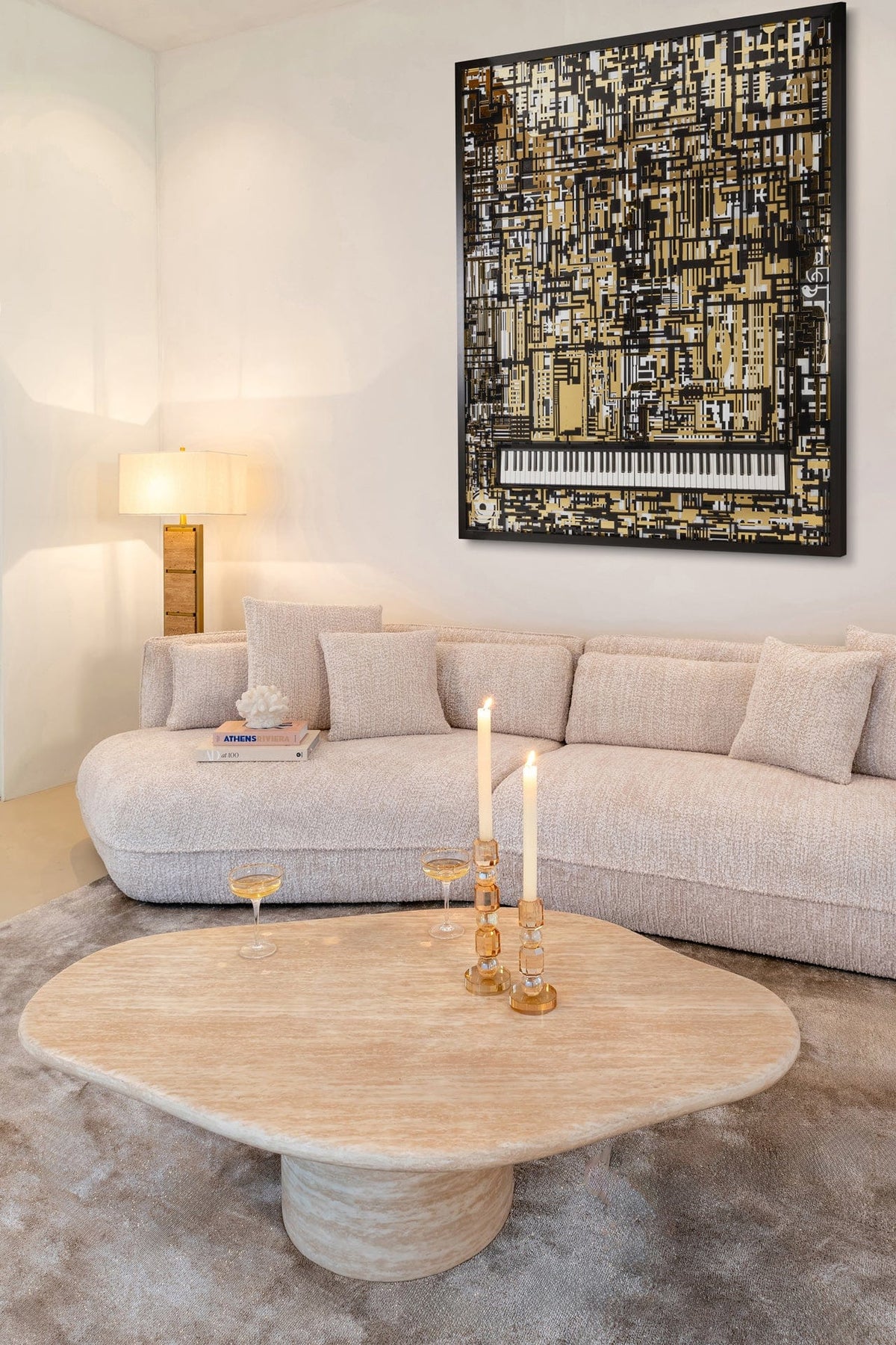 Richmond Interiors Living Coffee table Fictus 130 faux travertine (Beige) House of Isabella UK