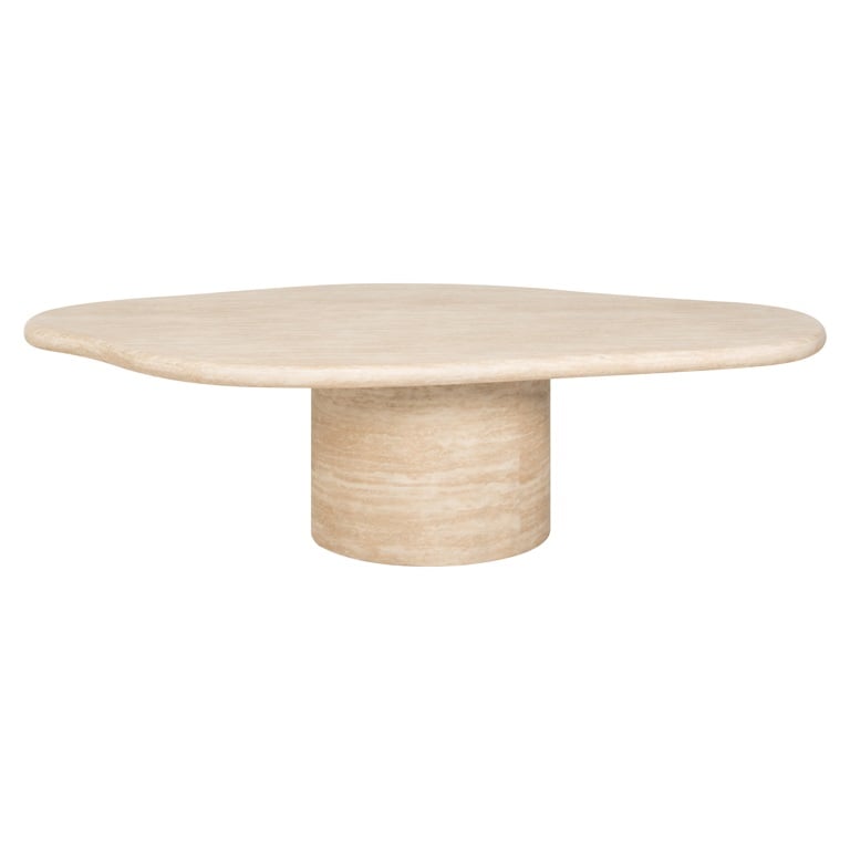 Coffee table Fictus 130 faux travertine (Beige).