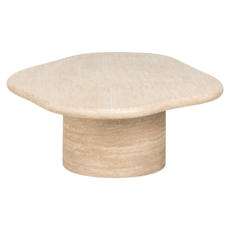 Coffee table Fictus 130 faux travertine (Beige).
