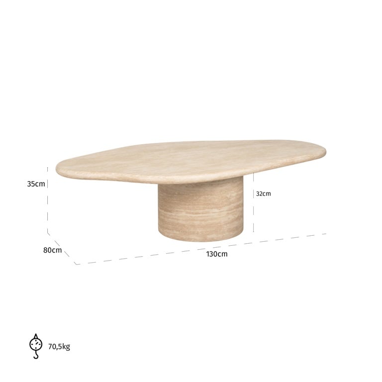 Coffee table Fictus 130 faux travertine (Beige).