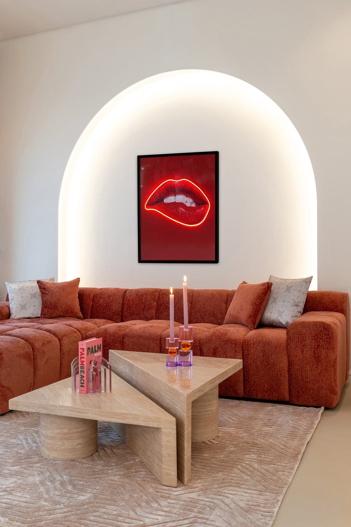 Richmond Interiors Living Coffee table Fictus set of 2 faux travertine (Beige) House of Isabella UK