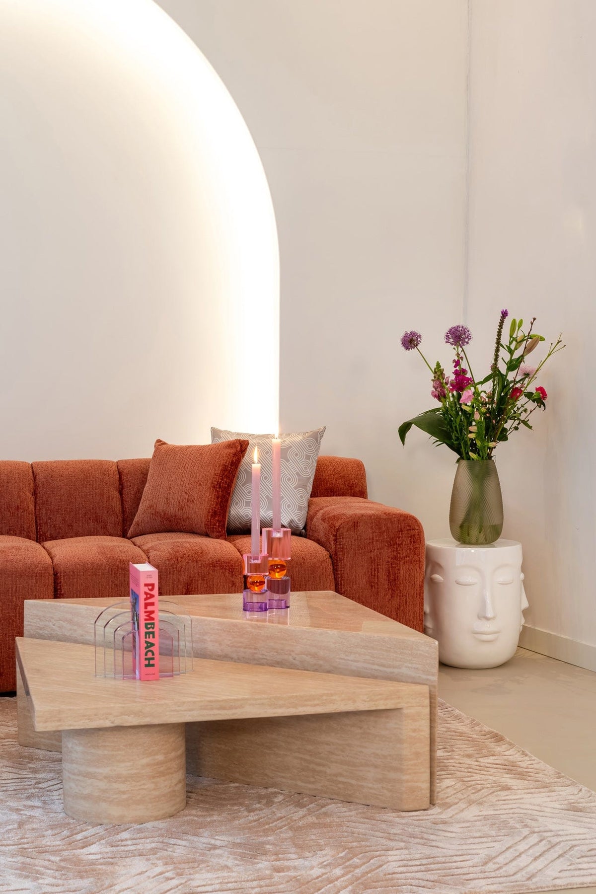 Richmond Interiors Living Coffee table Fictus set of 2 faux travertine (Beige) House of Isabella UK