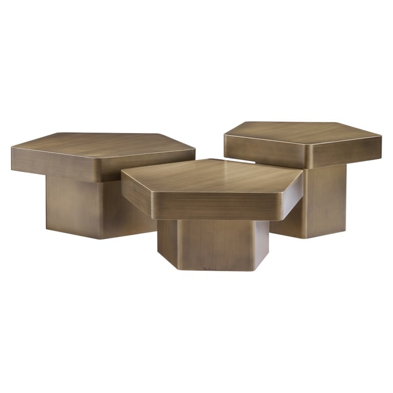 Richmond Interiors Living Coffee table Hexa set of 3 (Brushed Gold) House of Isabella UK