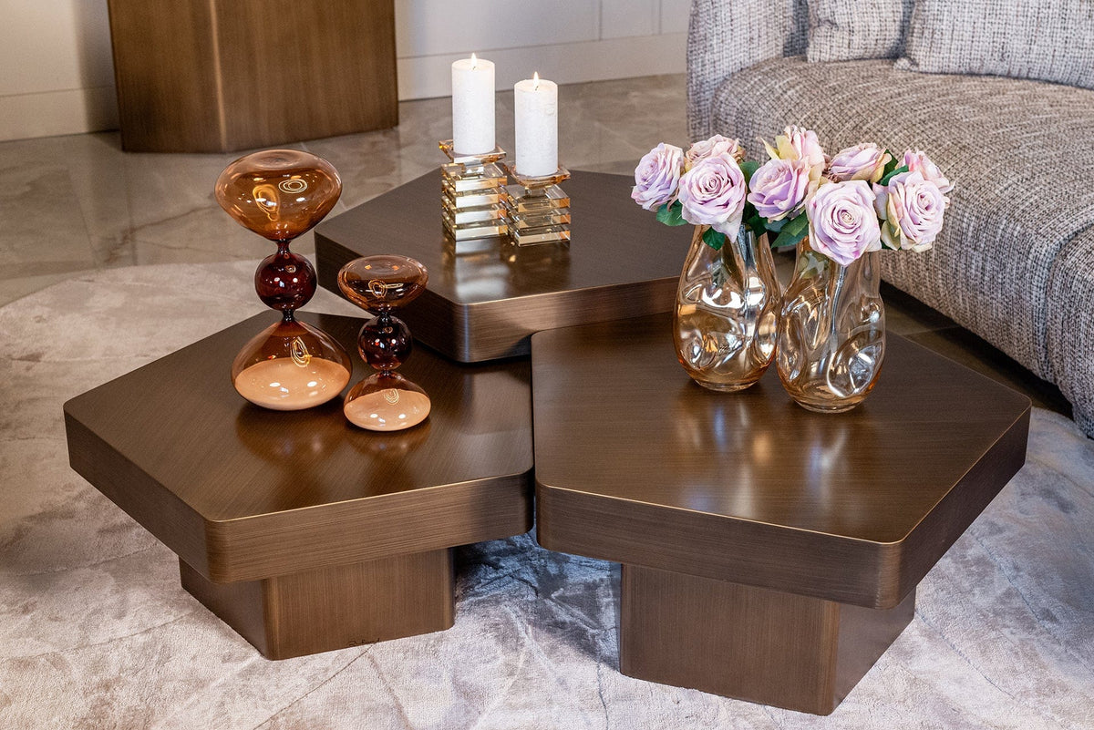 Richmond Interiors Living Coffee table Hexa set of 3 (Brushed Gold) House of Isabella UK