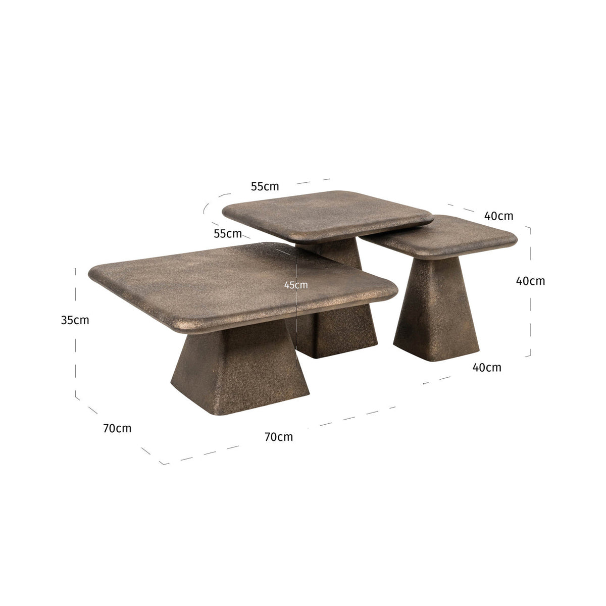Richmond Interiors Living Coffee table Marlie gold (Set of 3) House of Isabella UK