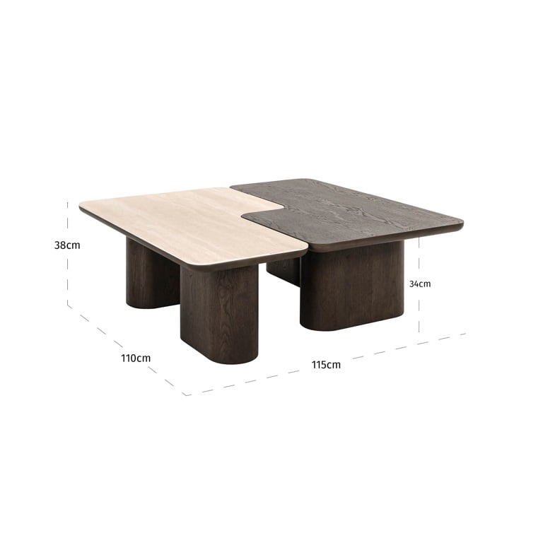 Richmond Interiors Living Coffee table Nando set of 2 (Brown) House of Isabella UK