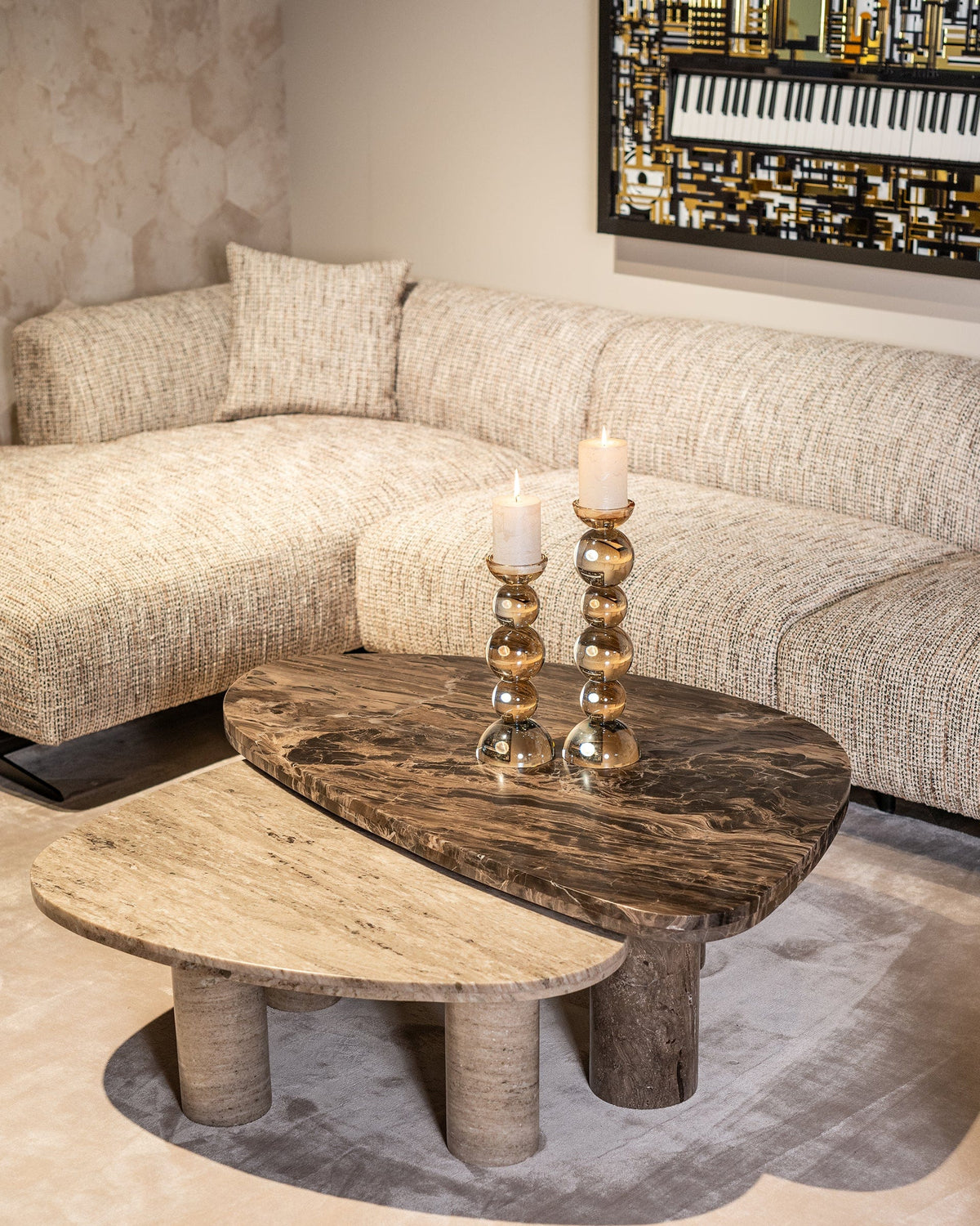 Richmond Interiors Living Coffee table Nazario set of 2 (Brown) House of Isabella UK