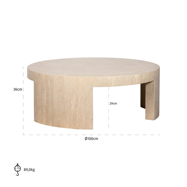 Richmond Interiors Living Coffee table round Biltmore italian travertine (Beige) House of Isabella UK