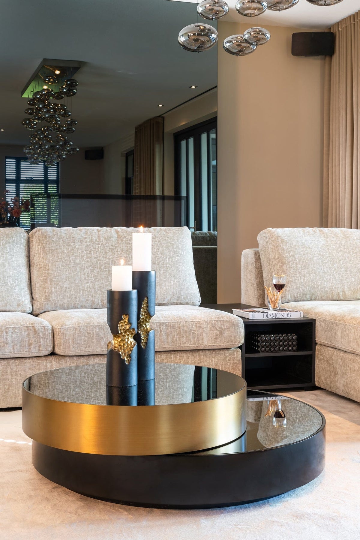 Richmond Interiors Living Coffee table Slice (Black/gold) House of Isabella UK