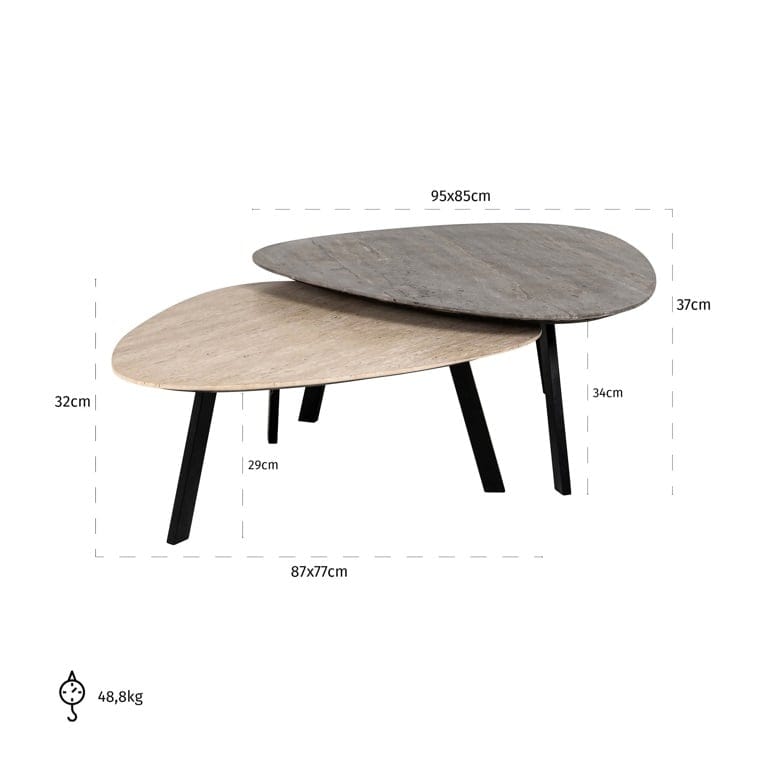 Coffee table Spencer set of 2 (Beige).