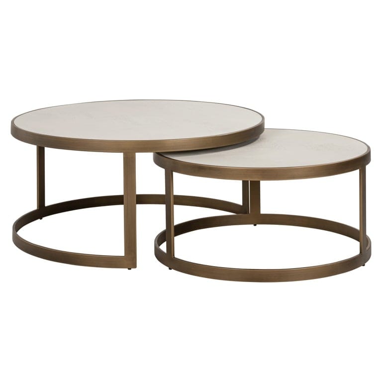 Richmond Interiors Living Coffee table Whitebone brass set of 2 (Verona Grey) House of Isabella UK