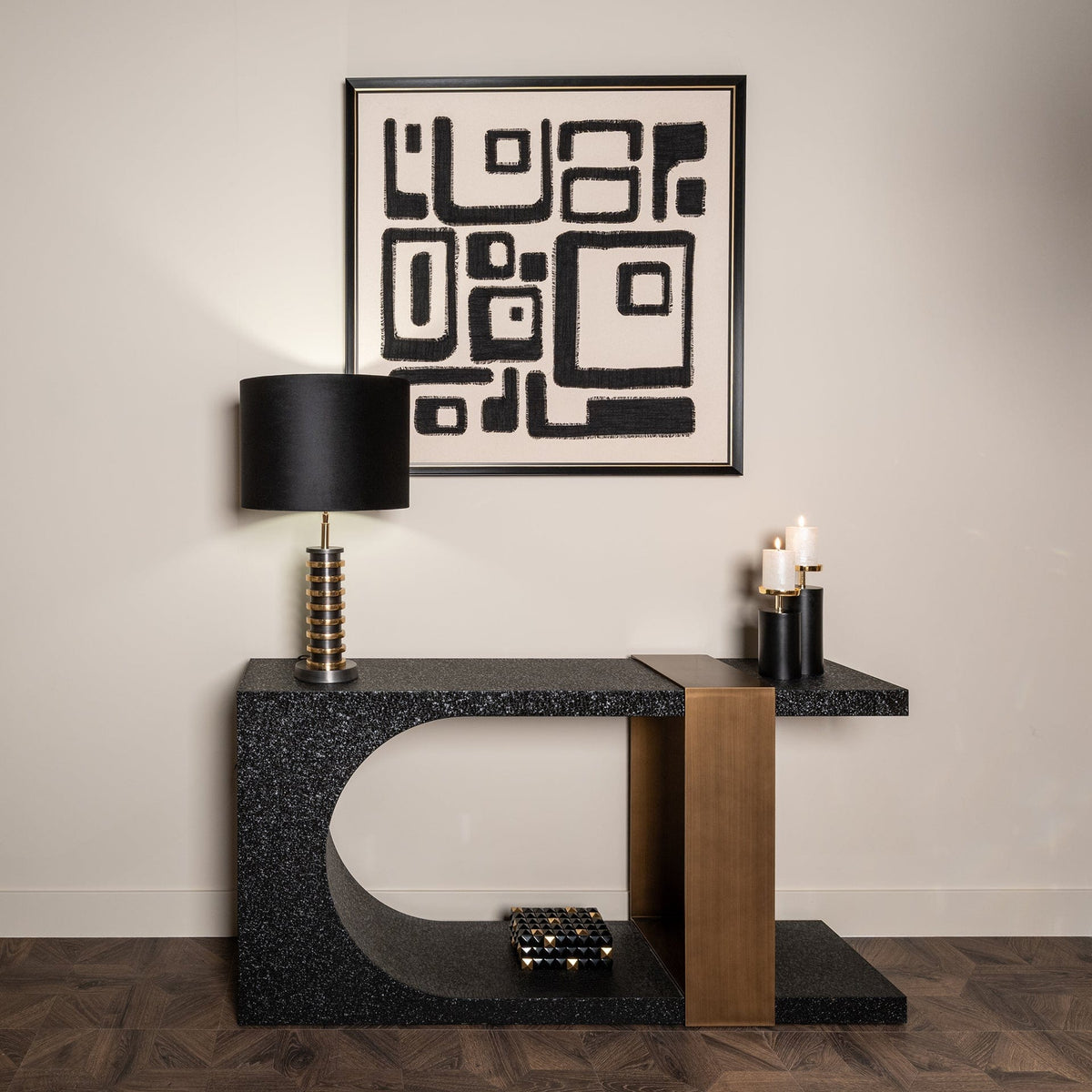 Richmond Interiors Living Console Bazel (Black/gold) House of Isabella UK