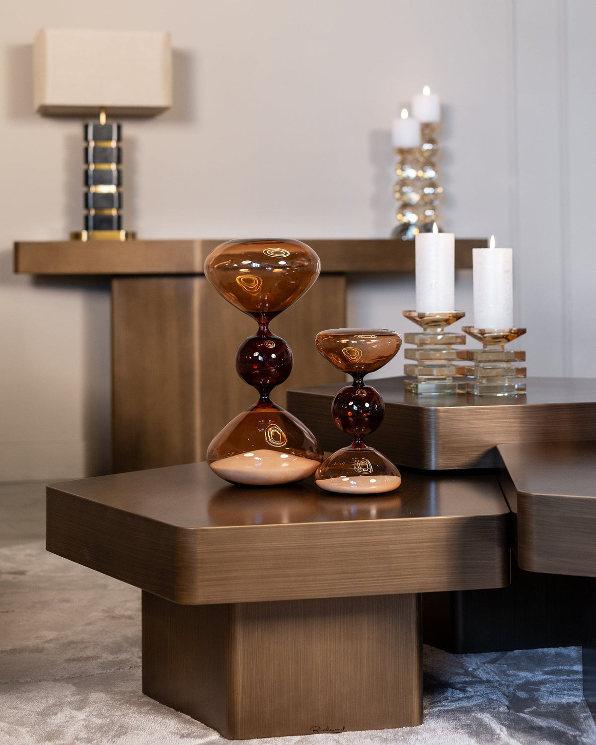 Richmond Interiors Living Console Hexa (Brushed Gold) House of Isabella UK