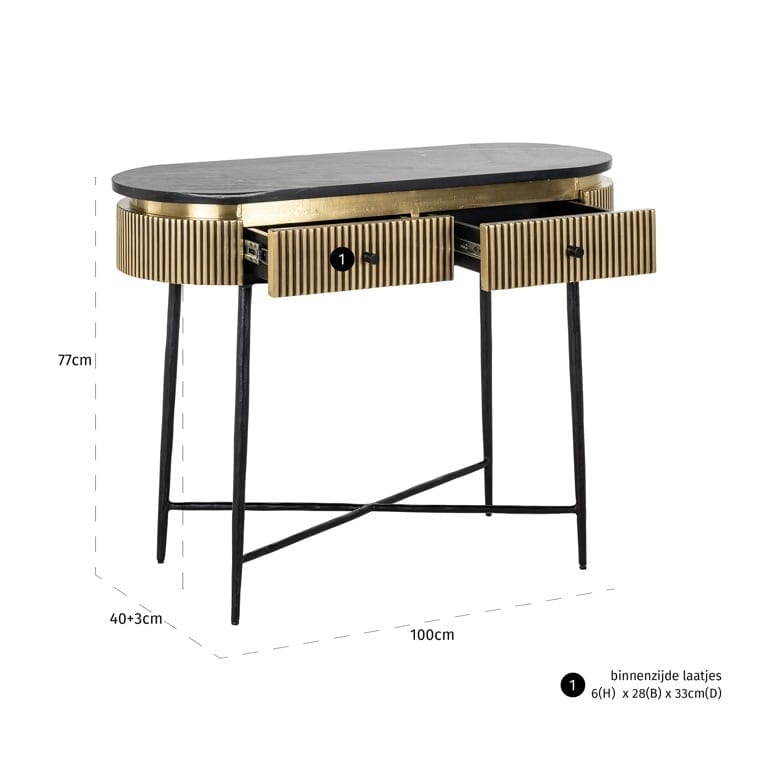 Console Ironville 2-drawers (Gold).