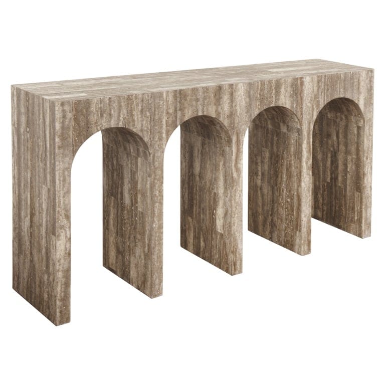Console La Rague natural grey travertine (Grijs).