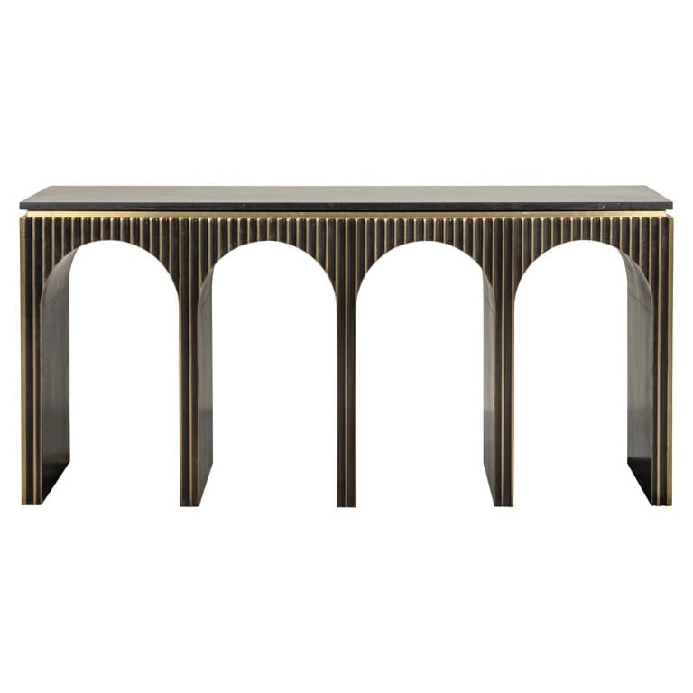 Richmond Interiors Living Console Les Arcs (Brushed Gold) House of Isabella UK