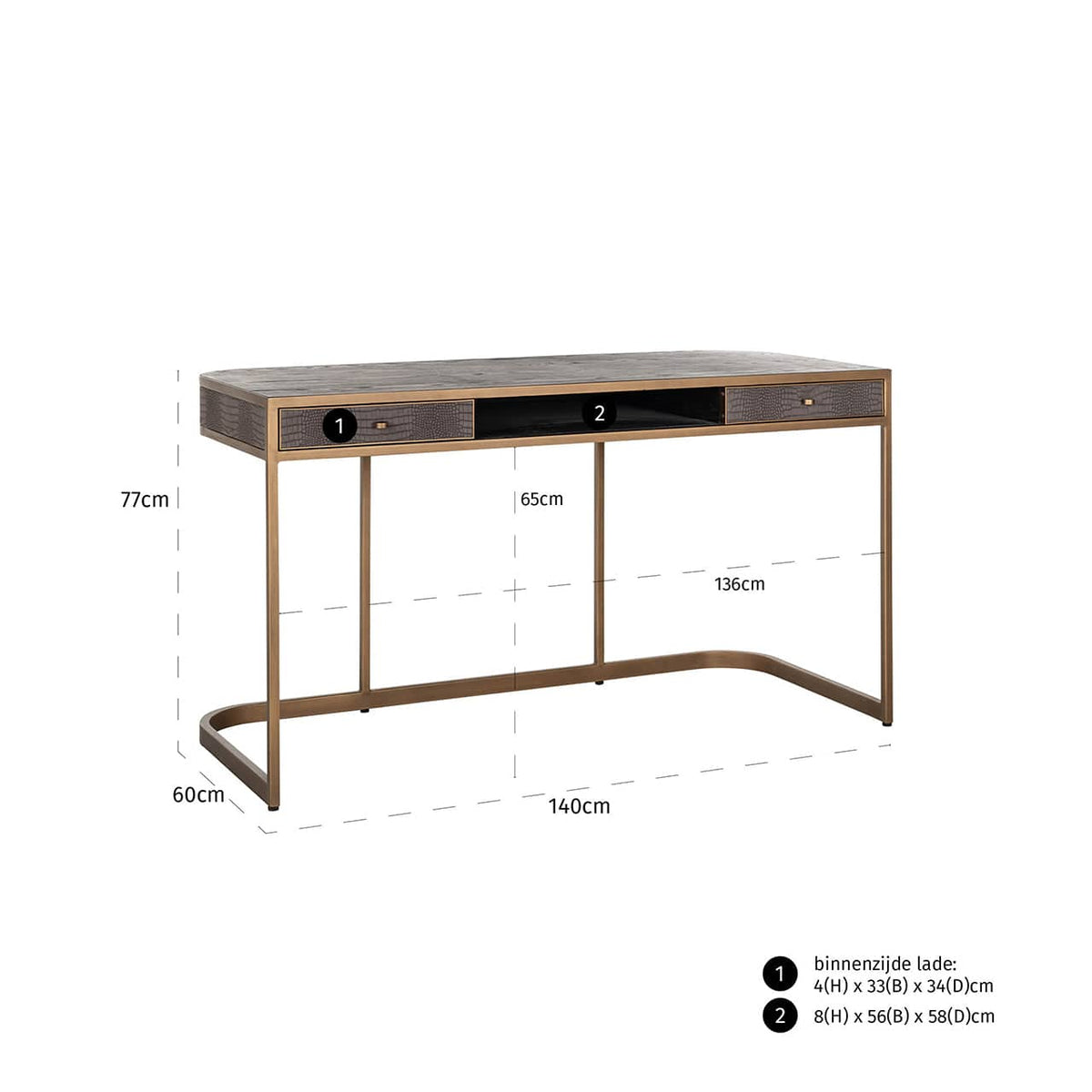 Richmond Interiors Living Desk Classio brushed gold House of Isabella UK