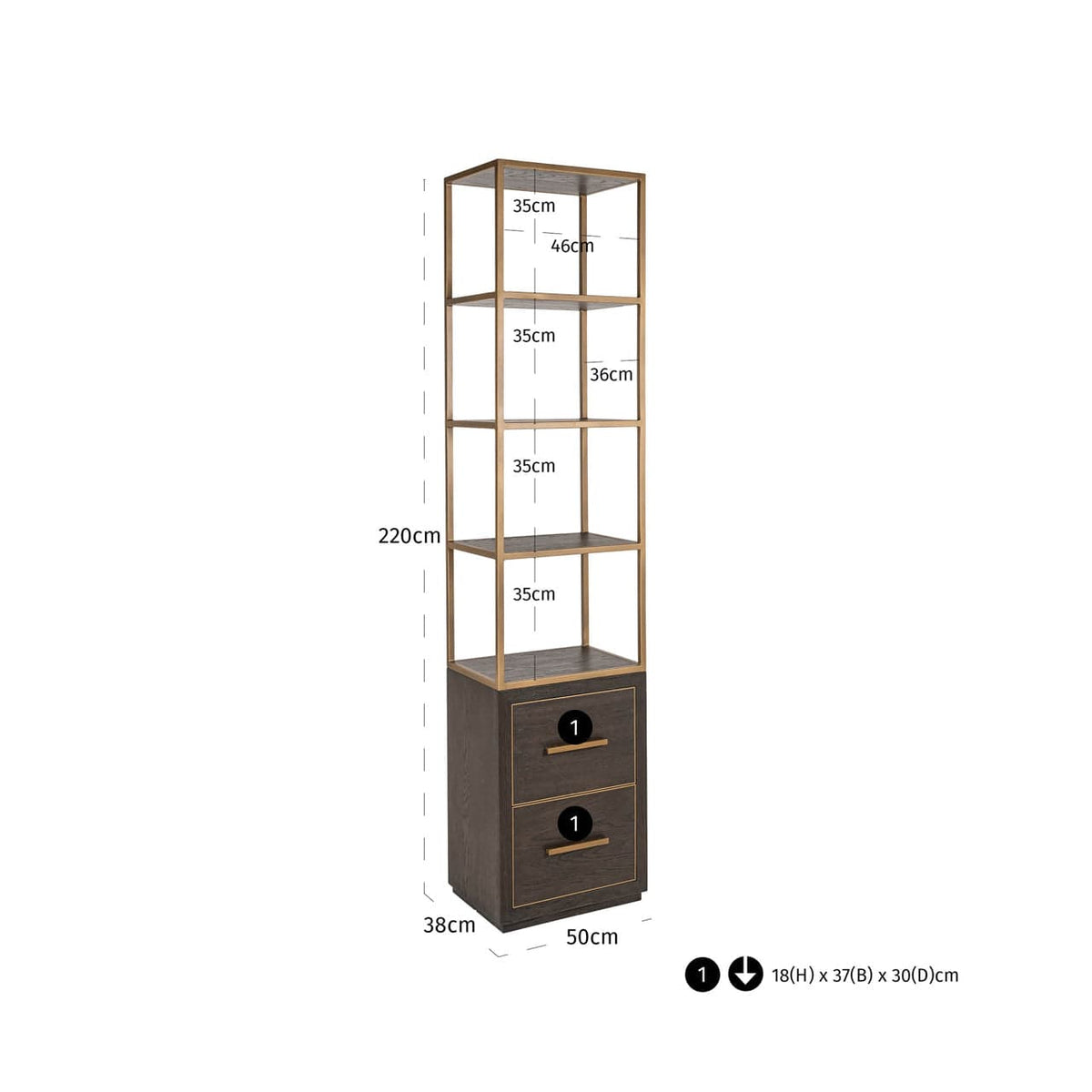 Richmond Interiors Living Display cabinet Carter brown small 2-drawers House of Isabella UK