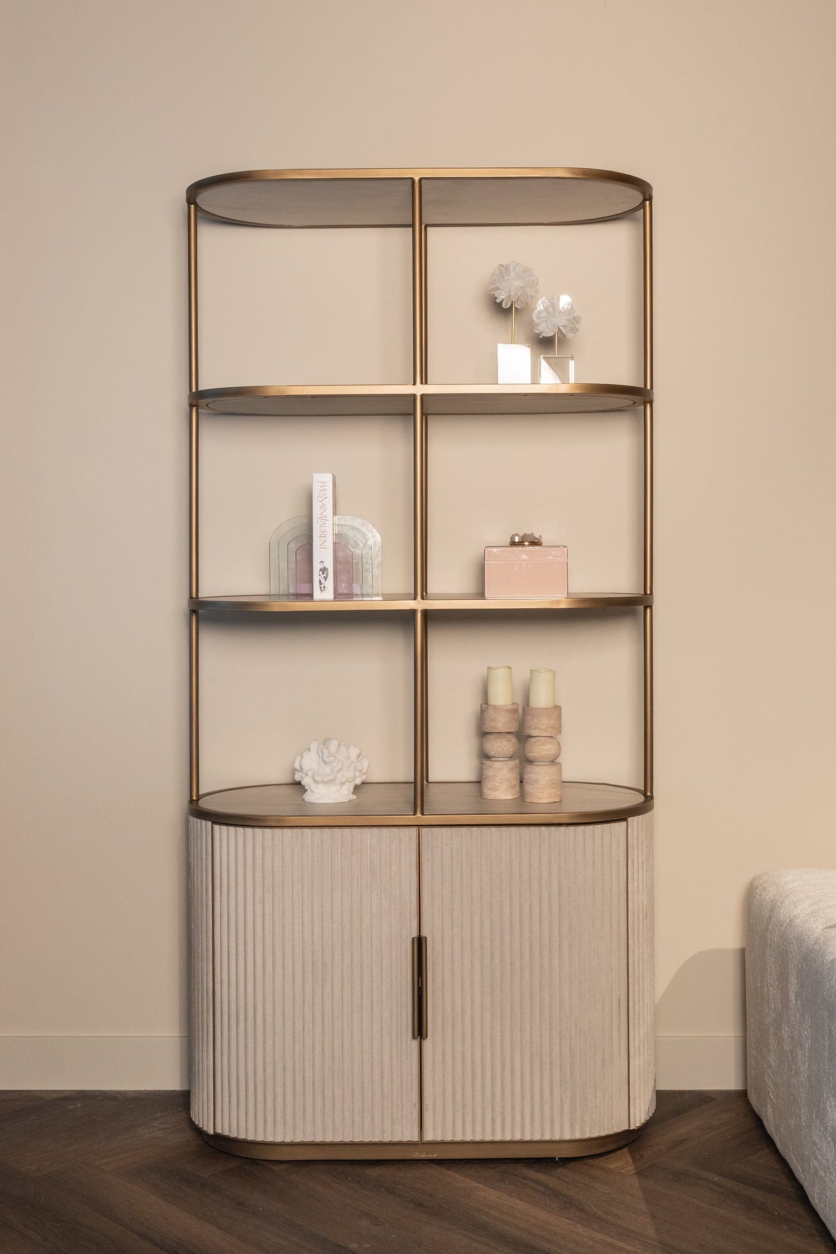 Richmond Interiors Living Display cabinet Tivoli 2-doors 3 open shelves (White) House of Isabella UK