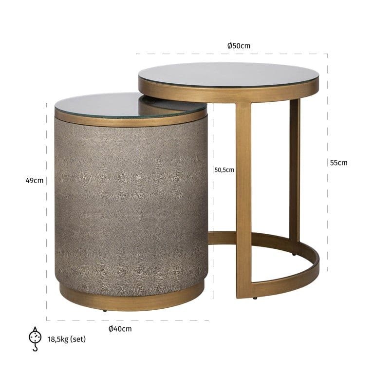 Richmond Interiors Living End table Bloomville set of 2 incl. glass (Gold) House of Isabella UK