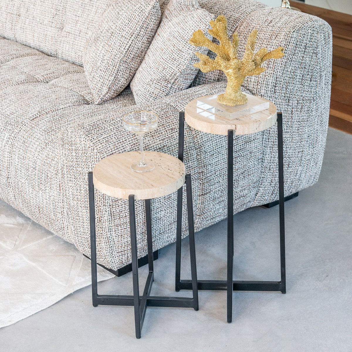 Richmond Interiors Living End table Dillinger set of 2 (Beige) House of Isabella UK
