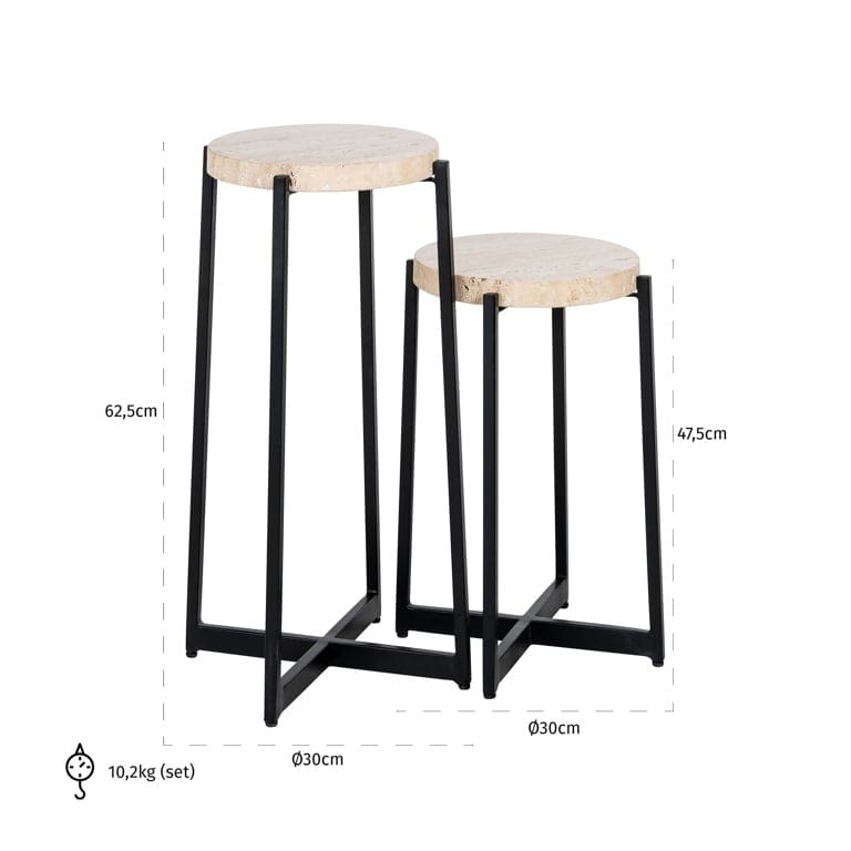 End table Dillinger set of 2 (Beige).