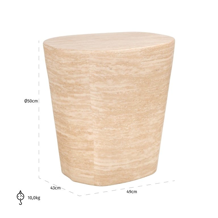 End table Fictus faux travertine (Beige).