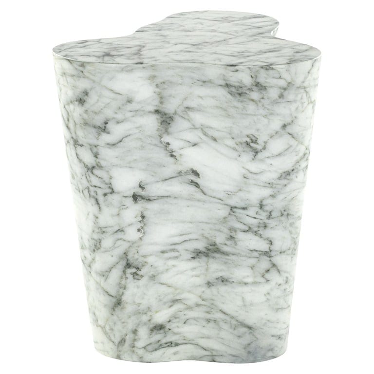 End table Rockyard faux white marble (White).