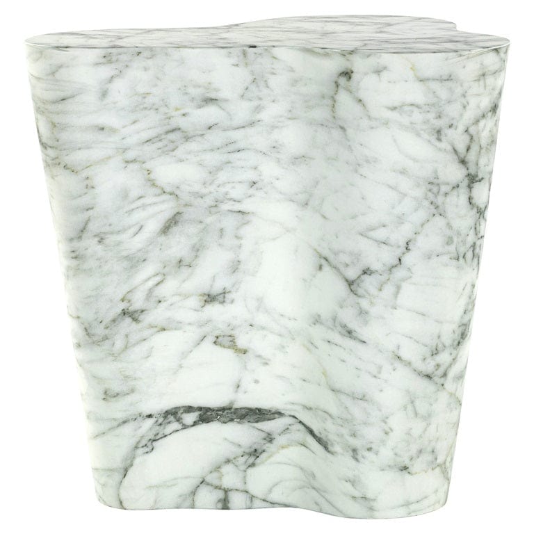 End table Rockyard faux white marble (White).