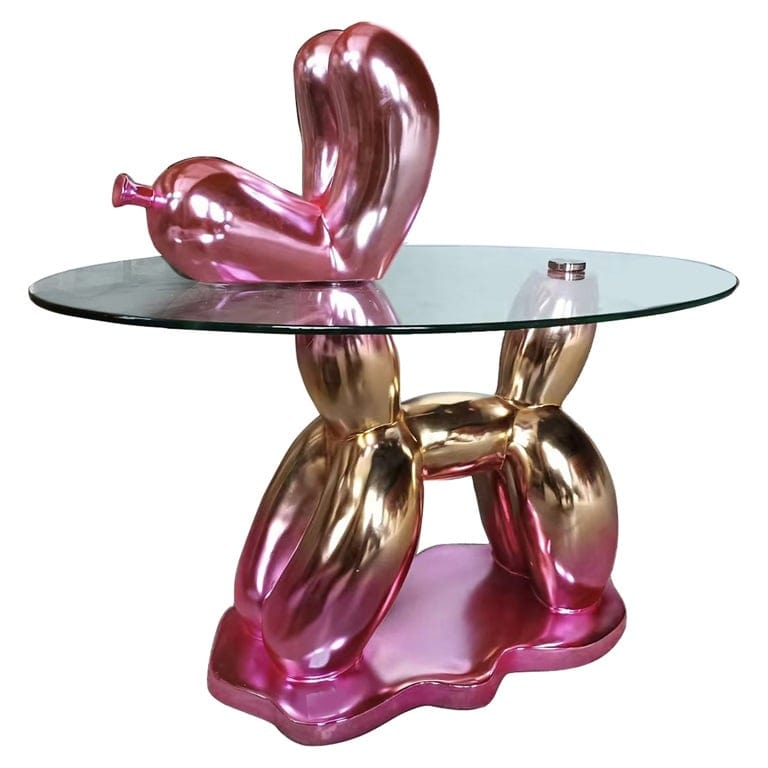 End table Usha with glass (Pink).