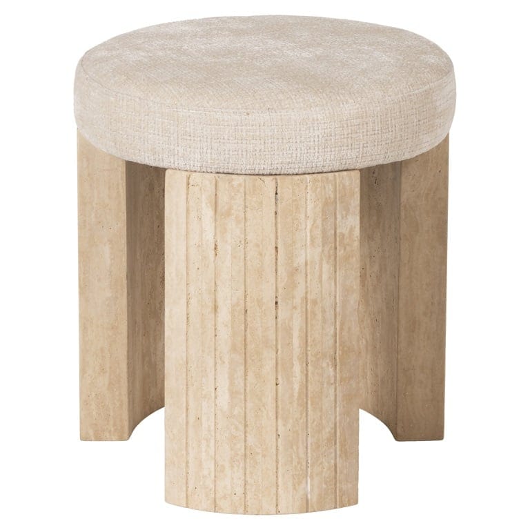 Pouffe Gallice natural beige travertine (Beige).