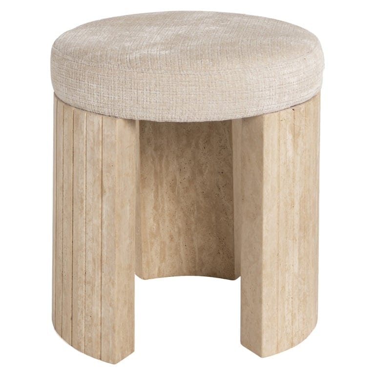 Pouffe Gallice natural beige travertine (Beige).