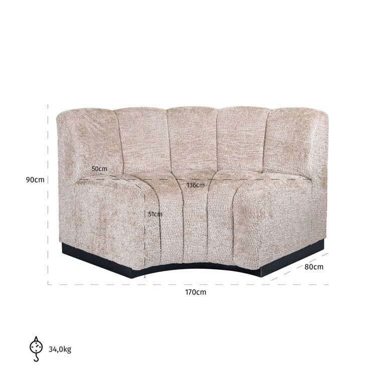 Richmond Interiors Living Round corner dining bench Hillpark lovely beige (Be Lovely 170 Beige) House of Isabella UK