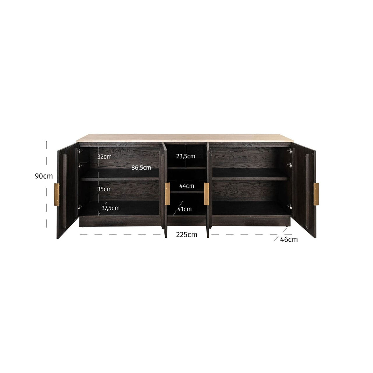 Richmond Interiors Living Sideboard Claremont brown  4-doors 2-shelves House of Isabella UK