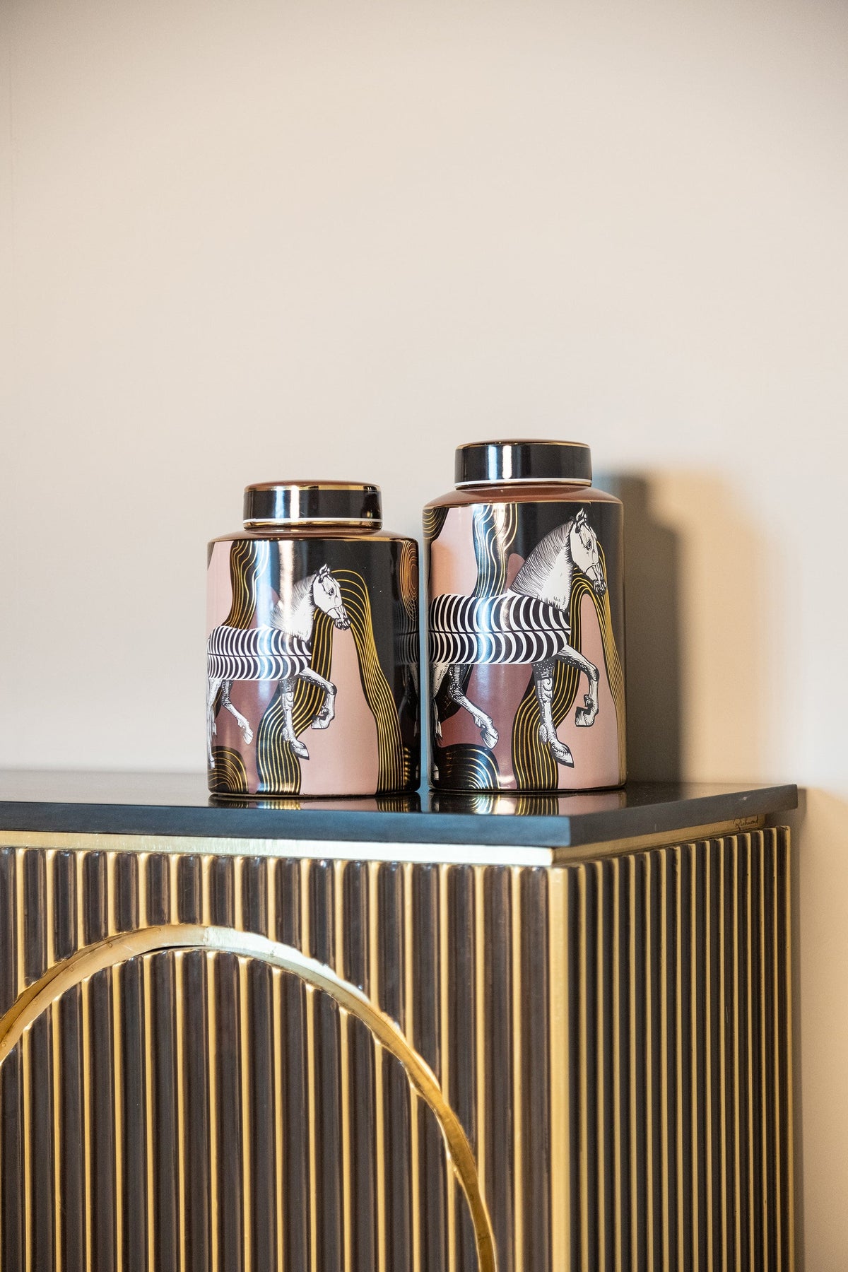 Richmond Interiors Living Sideboard Les Arcs 3-doors (Brushed Gold) House of Isabella UK