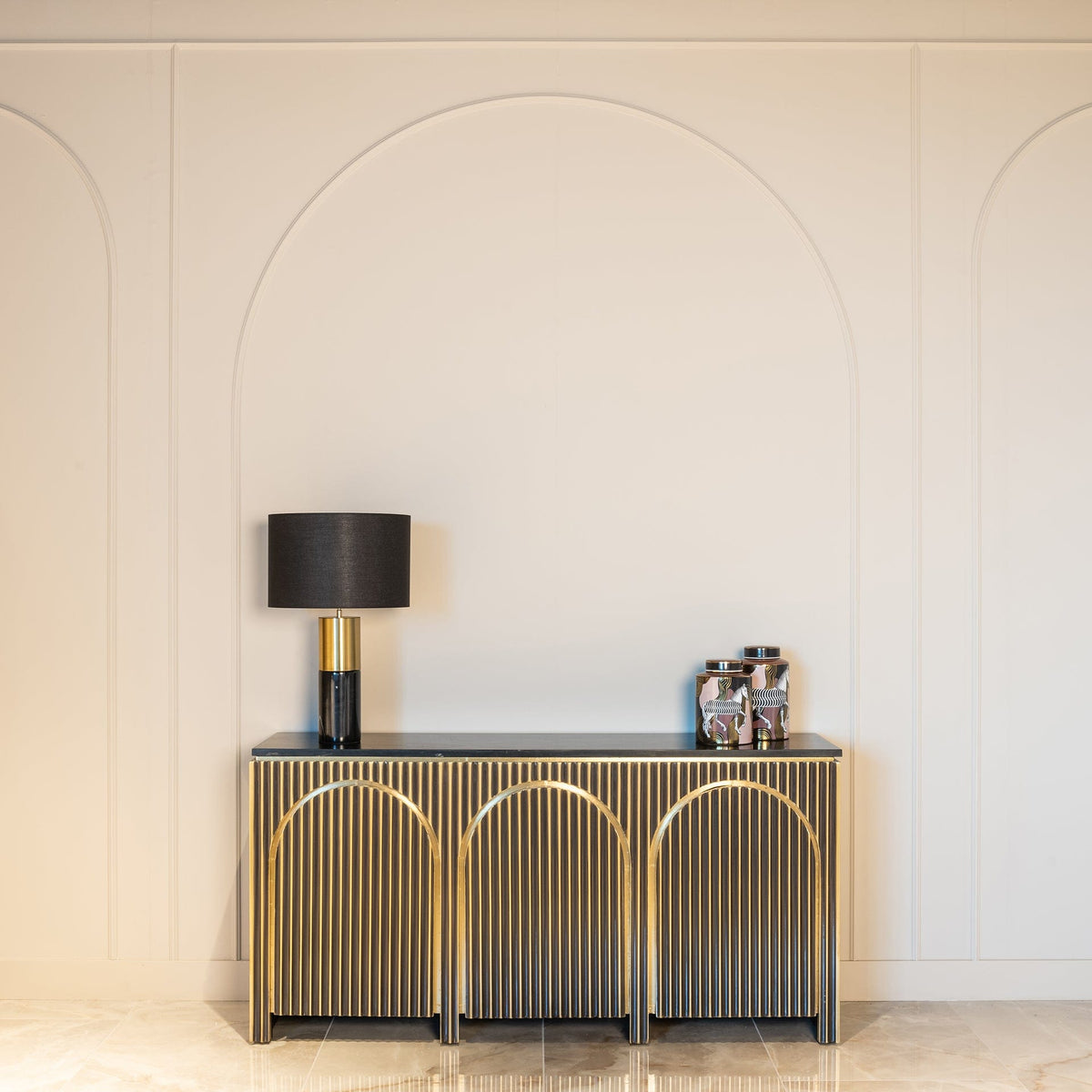 Richmond Interiors Living Sideboard Les Arcs 3-doors (Brushed Gold) House of Isabella UK