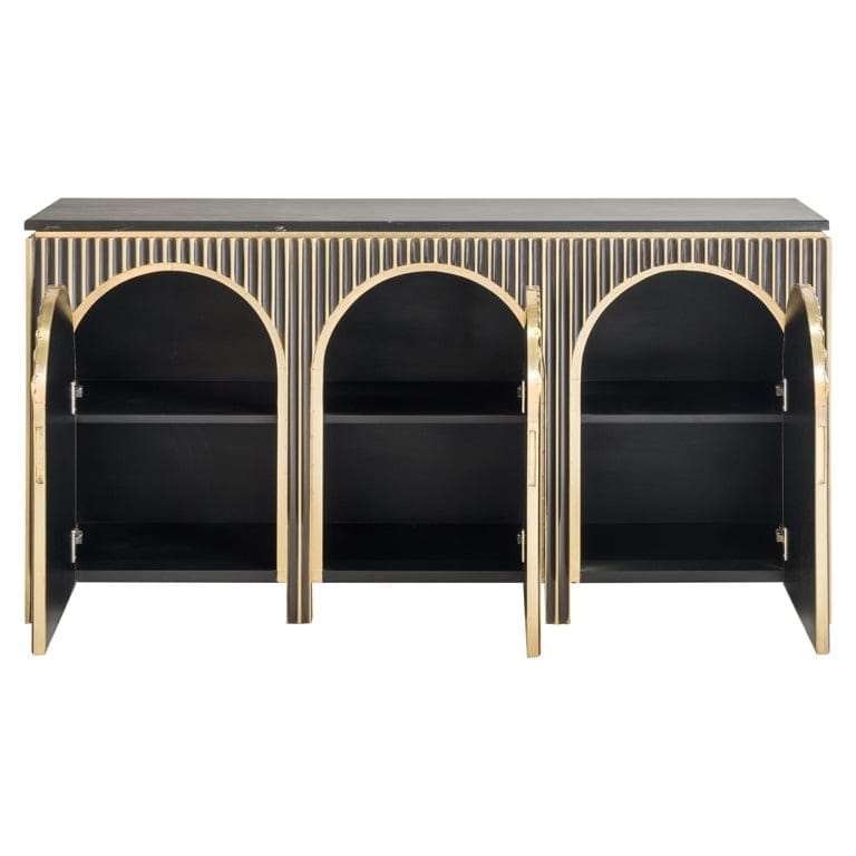 Richmond Interiors Living Sideboard Les Arcs 3-doors (Brushed Gold) House of Isabella UK