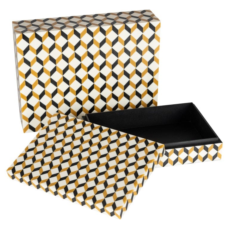 Richmond Interiors Living Storage box Frences set of 2 (Black/gold) House of Isabella UK